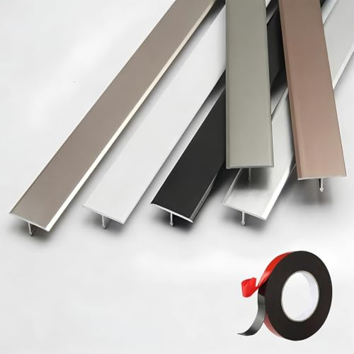 Profilé De Transition Autocollant Aluminium - Barre De Seuil T Ultra-Fine - Joint De Dilatation Sol Pour Cuisine Salon - 3x90cm Baguette De Finition Facile À Poser(Champagne,3pcs*90 * 4cm)