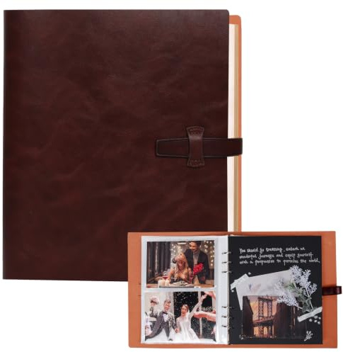 RECUTMS Leather Photo Album 4x6 200 Photos for Travel & Baby Memory Gifts