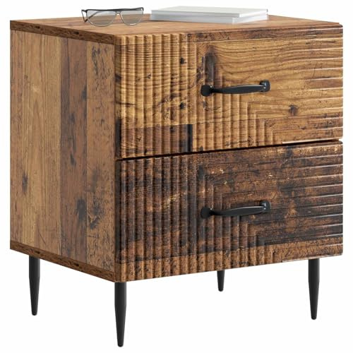 vidaXL Nachttisch 2 pcs Altholz 43 x 34,5 x 47,5 cm Holzwerkstoff, Geräumiger Nachttisch, Vintage Bettseite, schicke Box für Schlafzimmer, Holz-Design zum Organisieren