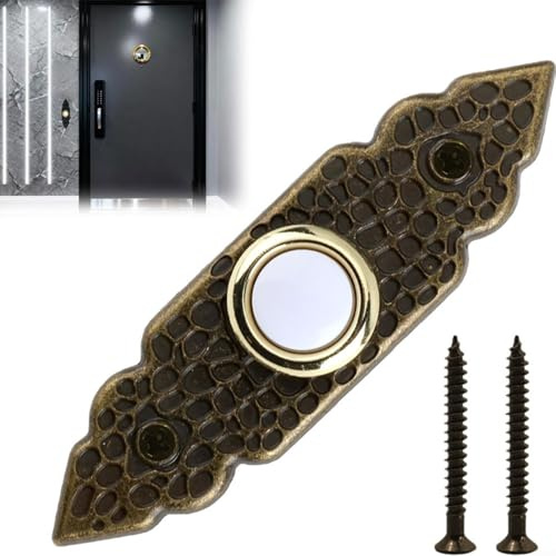 CWOQOCW Pulsante per campanello cablato in bronzo con luce LED per garage casa, interruttore di ricambio in plastica stile vintage, facile da montare per sistema di ingresso officina