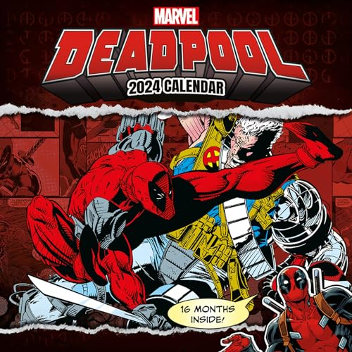 Marvel Deadpool Kalender 2024 - Ein Monat je Seite 30cm x 30cm Offizielles Lizenzprodukt