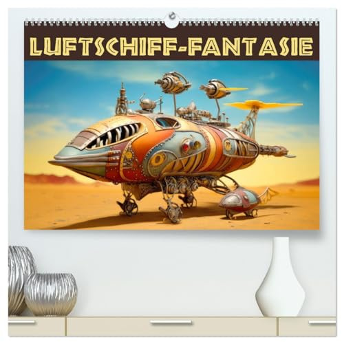 Luftschiff-Fantasie (hochwertiger Premium Wandkalender 2026 DIN A2 quer), Kunstdruck in Hochglanz: Skurrile mechanische Flugobjekte (CALVENDO Spass)