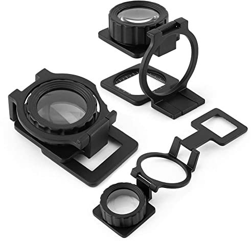 Loupe avec lumière, loupe grossissante portable pliable avec support loupe échelle de taille, 20 x