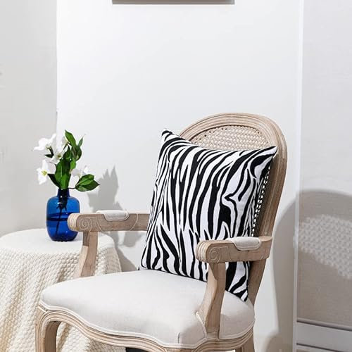 Nunubee Modern Kreativ Zebra-Serie Baumwolle Kissenbezüge Dekorative Kissenbezug Dekokissen Sofakissen Lendenkissen Wurfkissenbezug Kissenhülle, 45 x 45 cm Zebra Streifen