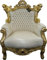 Casa Padrino Barock Sessel Al Capone Creme/Gold - Möbel Antik Stil