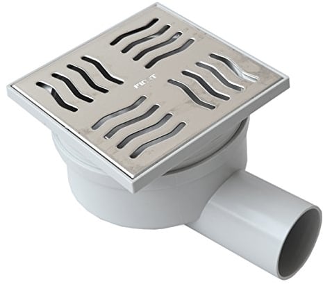 First Plast CHABS1040IN Chiusino Sifonato in ABS con Griglia, Argento (Inox), 100x100 mm