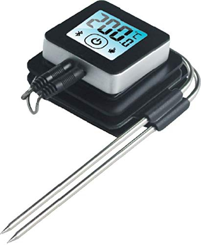 OCS 60690001 Grillthermometer Bluetooth Fleischthermometer Bratenthermometer Barbecue Backofen Fleisch Kochen Steak Thermometer Küchenthermometer mit Temperaturalarm 2 Edelstahl Lange Temperaturfühler