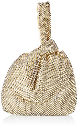 Jessica McClintock Women's Logan Mesh Evening Pouch Bag, Light Gold, One Size