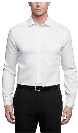Van Heusen Men's Dress Shirts Regular Fit Lux Sateen Stretch Solid, White, XXL