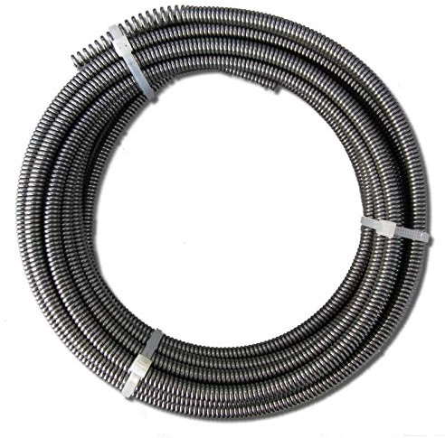 Drexl Adapter-Spirale 8 mm x 10 m lang mit Stahlseele und Keulenbohrkopf | Rohrreinigungsspirale für Hand- und Elektromaschinen zur Rohrreinigung in Siphons, Küchen-, Bad- und Abflussrohren.