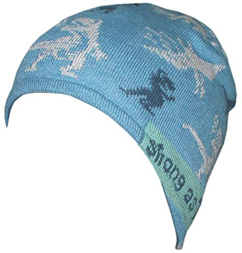 maximo Wintermütze aus BW Feinstrick mit BW Fleecefutter in Jeansblau mit Dino für Jungs 357500 (49 cm)