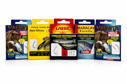 Angelhaken mit Vorfach Set 43St. Für Forellen I Besonders scharfe Fischhaken in verschiedenen Größen und Längen.