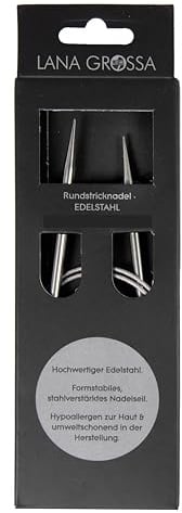 Lana Grossa Rundstricknadel Edelstahl | glatte Oberfläche | langlebig & robust | verschiedene Größen | ideal für hautsensibles, komfortables Stricken, 80/6,0
