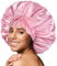 BONNET QUEEN Silk Bonnet for Sleeping for Curly Hair, Satin Bonnet Hair Wrap for Women & Men, Adjustable Silk Scarf Night Cap with Tie Band, Pink