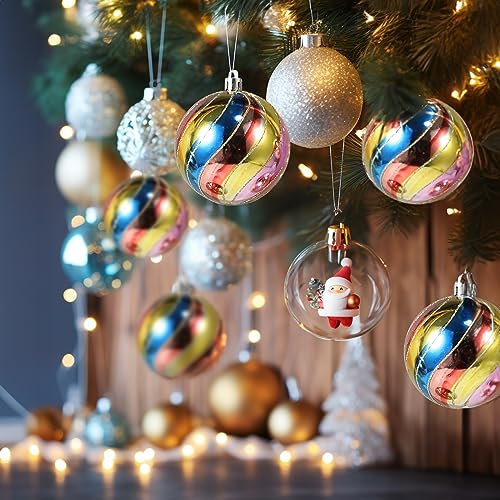 AMS 80 mm Weihnachtsbaumschmuck, bruchsicher, regenbogenfarben, hängende Kugel, Kugeln für Weihnachten, Urlaub, Hochzeit, Party-Dekorationen (Regenbogen, 9 Karat)