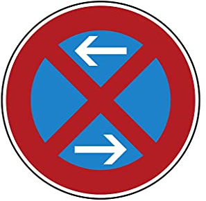 BAUZAUNWELT Verkehrszeichen „Absolutes Haltverbot“ Mitte – Aufstellung rechts | StVO-konform mit RAL-Gütezeichen – Ø 600 mm Alu 2 mm Flachform, Folie RA1A | Haltverbotsschild Parkplatz & Straße