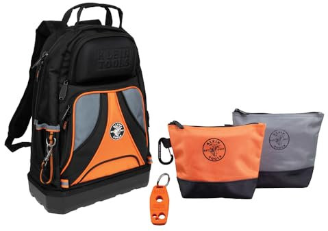 Klein Tools 80038 Backpack Tool Kit, Tradesman Pro Backpack, Zipper Tool Bags, and Magnetizer, 4-Piece