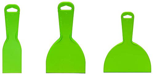 Voarge Plastic Putty Knife Set, Plastic Scraper Tool Paint Scrapers for Spackling, Wallpaper Scraper Plastic, 3 Different Size, Wallpaper Scraper Plastic, Spatula Scraper, Spackle Tools, 3 Pack