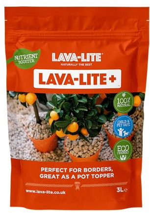 Lava-Lite Plus|Plant Pot Toppers Stones|Natural Multi-Purpose Stone for Gardens Borders|Retains Moisture|Enhance Your Outdoor Space|Eco-Friendly|3 LTR