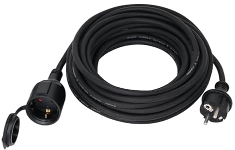 YIDE Verlängerungskabel 10m Outdoor Gummi Verlängerung mit Schuko Stecker für den Außenbereich IP44 Kabelverlängerung H05RR-F 3G 1,5mm² 3500W Elektrokabel außen mit Schutzkappe Schwarz