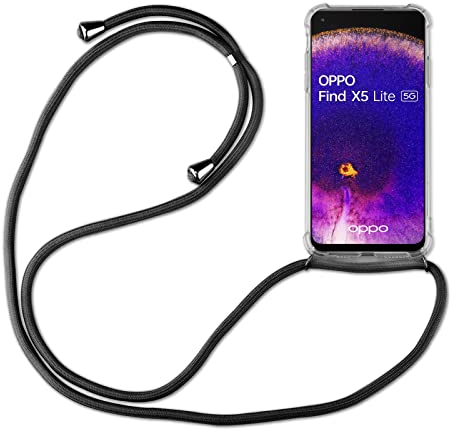 betterfon Hülle Kompatibel mit Oppo Find X5 Lite | Handykette Smartphone Halskette Hülle mit Band | Handyhülle mit Kordel zum Umhängen Kompatibel für Find X5 Lite | Schwarz
