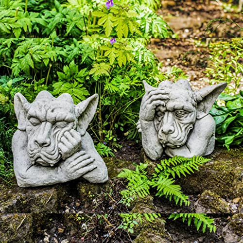 Pair of Large Gargoyle Heads Garden Statues GAR7a GAR7b 80KGS