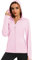 MAGCOMSEN Sportjacke Damen UPF 50+ Langarm Shirt Schnell Trockend Atmungsaktiv Laufjacke Voll Zip Rash Guard für Angeln Surfen Leicht Funktionsjacke mit Kapuze Rosa XL