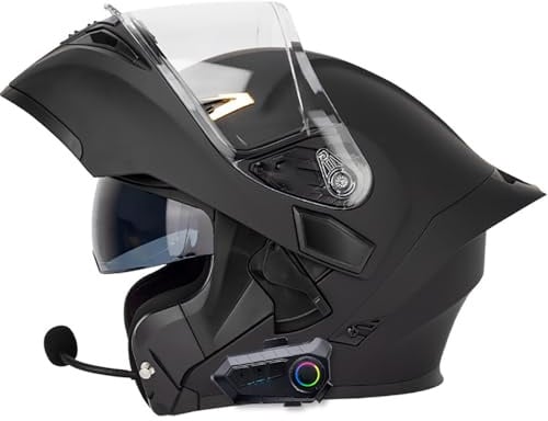 Bluetooth Casques Modulables Moto ECE Homologué Casque Moto Modulable Homme Femme Casque Scooter Casque Intégraux Double Visière Anti-buée