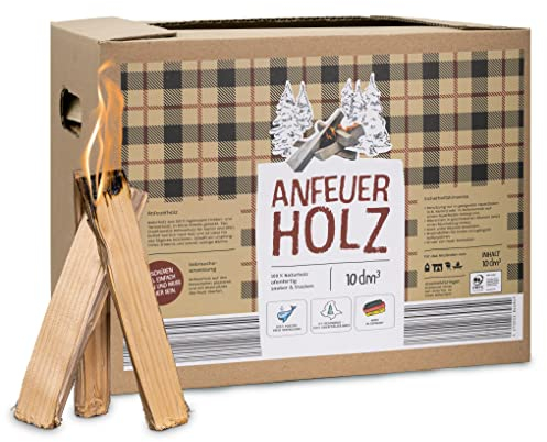 Hanko Anfeuer Holz 3 kg aus deutschem Fichten- und Tannenholz - 100% ofenfertiges und natürliches Anzündholz - ideal für Kamin- und Kachelöfen, Braun, 50030