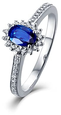 Epinki Eheringe Weißgold 750, Echtgold Schmuck Solitärring Pärchen Ringe Verlobungsring Tansanit 2.7ct Memoir-Ringe Frau Ring mit Diamant Gr.48 (15.3)