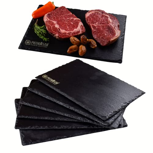 Lot de 6 assiettes rectangulaires personnalisées de 20 x 30 pour servir l'ardoise naturelle antidérapante