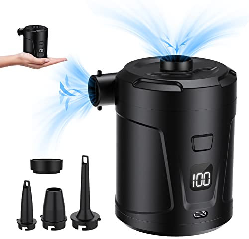 dskaoo 5200mAh Electric Air Pump for Inflatables, Air Mattress Pump Portable with LED Display Screen & 4 Nozzles, Inflator/Deflator Pumps for Pool, Paddle Boats, Camping, Swimming Ring