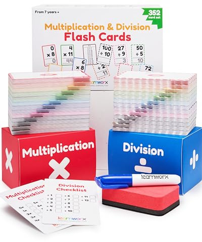 Multiplication Flash Cards, Math Flash Cards, Multiplication Division, Math Facts, Kids Games 2nd 3rd 4th 5th 6th Grade, Times Table | Bulk 352 Flashcards Set Ages 7-11