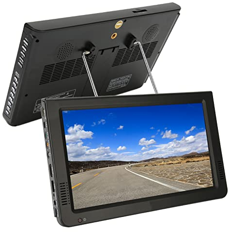 Televisor Digital ISDB de 10 Pulgadas, Televisor LED Portátil de 1024 X 600 con Ventosa y Cargador de Coche de 12 V para el Hogar y el Coche Al Aire Libre, 1800 MAh, 110‑240 V.
