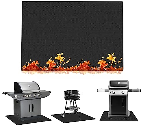 Topzora 100 * 150cm Grillmatte für Gasgrill-HitzebestäNdig bis 1800°F Feuerfeste Unterlage - Faltbare Grillunterlage Bodenschutz,Bodenschutzmatte Feuerschutzmatte für BBQ Grills, Kamin, Boden