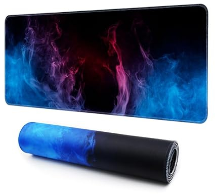 Giecy Gaming Mauspad XXL, Mousepad 900x400mm,Groß Schreibtischunterlage mit Rutschfester Gummibasis,Desk Mat für Tastatur, PC, Laptop (Flamme)