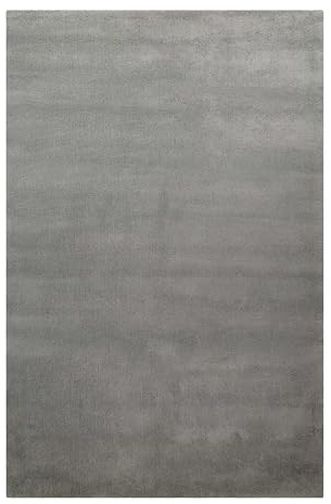 Homie Living Vielseitiger Kurzflor Wolle Teppich flexibel einsetzbar in Allen Räumen - Campino (70 x 140 cm, hellgrau)
