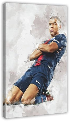 Kylian Mbappe Soccer Football Poster 11 Impression sur toile Décoration murale pour salon, chambre à coucher, style cadre, 40 x 60 cm