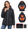 Vofuoti Veste Chauffante Femme avec Batterie Incluse, 3 Niveaux de Chauffage, Manche Longue, Doudoune Chauffante à Capuche, Snowboard, Camping, Extérieur, Cadeaux