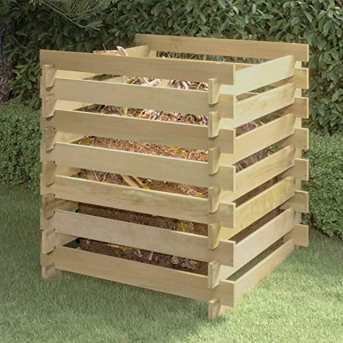 ARKEM Composteur de Jardin à Lattes 90x90x90 cm Bois de pin imprégné,bac composteur Jardin,Cuisine exterieure