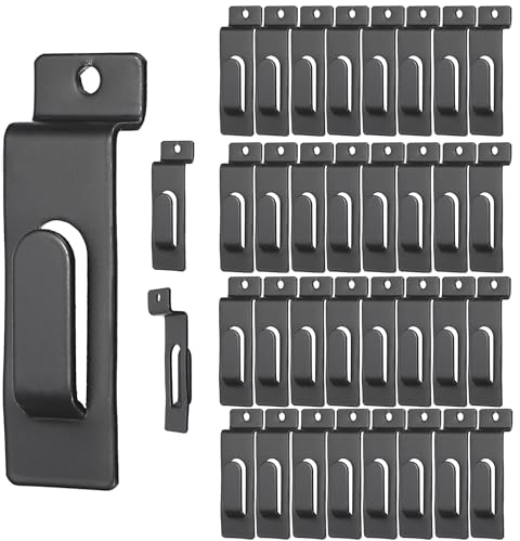 IGNPION 35Pcs Metal Painting Slatwall Hanging Hooks, Slat Wall Display Notch Hooks for Picture Frame, Commercial Artworks Slatwall Board Accessories Hangers for Shop, Show, Workshops