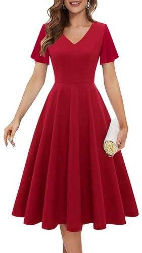 Bridesmay Cocktail Dress for Women 2025 Red Dresses for Evening Party Formal,Swing Christmas Dress for Women 2025 Red XL