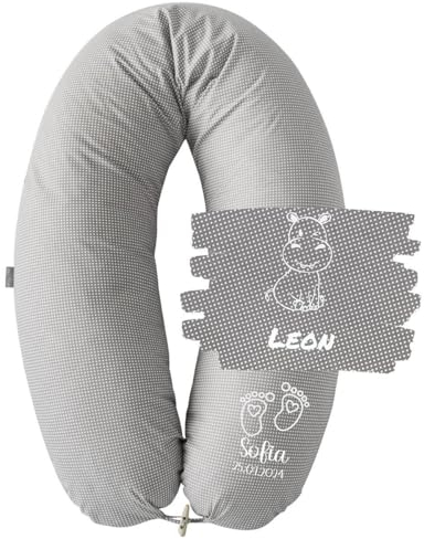 sei Design Stillkissenbezug XXL 190x30 cm - personalisiert mit Namen und Geburtsdatum personalisierte Geschenke Baby Junge Mädchen für Stillkissen Lagerungskissen Schwangerschaftskissen