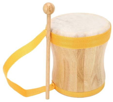 Handtrommel-Musikinstrument, Holz-Schaffell-Oberseite, Professionelles Schlaginstrument, Trommel, Conga-Trommel mit Stock für Erwachsene, Anfänger (YELLOW)