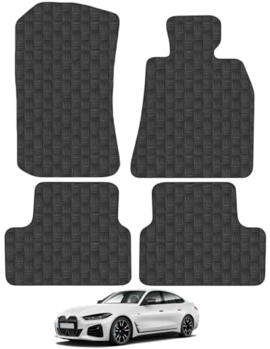 Compatible with BMW i4 (2021+) 3mm Rubber Car Mats | Tailored Fit Durable Floor Mats Full Coverage Protection Waterproof Accessories Easy Clean Anti Slip Made in the UK