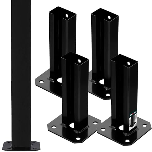 KOTARBAU® Set de 4 Unidades Soporte para Poste - Pie de Pilar - Atornillable - Acero Revestido - 60x40 mm - Negro - Anclaje para Poste - Resistente a la Intemperie