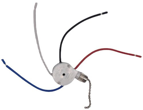 MULAIDI Ceiling Fan Switchs 3 Speed 4 Wire ZE-208s Zings Ear Fan Pull Chain Switchs With 4 Pre-Installed Wires For Office House Ceiling Fan Switchs 3 Speed 4 Wire