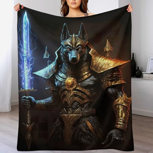 PAZZK Krieger-Anubis Kuscheldecken,Decke, 3D-Digitaldruck Kuscheldecke, Flannel Decke, Weich Wohndecke, Sofadecke Decke Für Kinder Jungen Erwachsene （140×180cm）