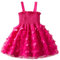 AIEOE Ragazza Bambina Vestito con Tulle Fiore Farfalla Senza Maniche Elegante Principessa Abito Battesimo Estivo Adatto da 5-6 Anni Fucsia B