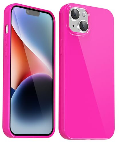 Svanove pour iPhone 14 Plus Coque Silicone, Mince Étui Pure Color Smooth Rubber Gel Original, Souple TPU Étui Slim Antichoc Protection Cover, Rose Vif